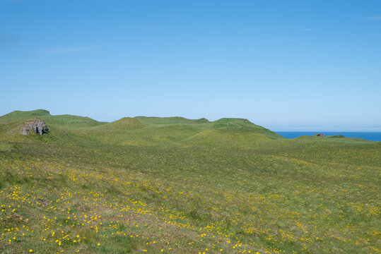 Beautiful rural landscape of island of Grimsey in Iceland