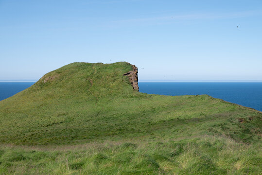 Beautiful rural landscape of island of Grimsey in Iceland