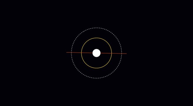Minimalist abstract orbiting circle motion on animation black background