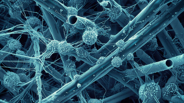 A scanning electron microscope shows a high magnification image of tiny carbon nanotubes which are being used in environmental remediation to remove pollutants from contaminated