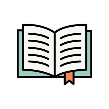Open book with bookmark line color illustration vector asset