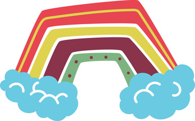 Obraz premium Rainbow Arch With Clouds Cartoon