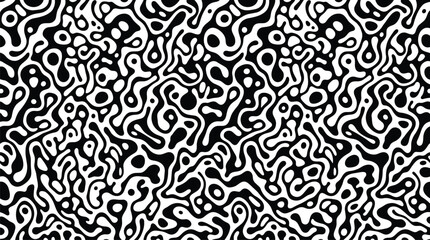 Abstract monochrome seamless pattern with organic liquid shapes and interconnected black and white blobs, fluid camouflage style texture for digital backgrounds © MD