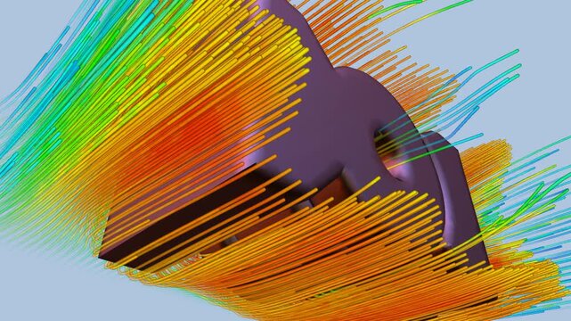 Mechanical part airflow simulation - CFD simulation Computational fluid dynamics