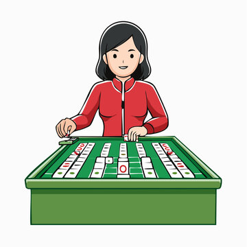 Woman Playing Mahjong