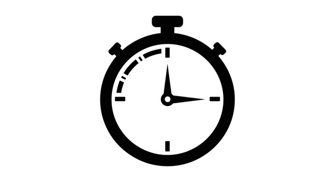 Black stopwatch with white face closeup.
