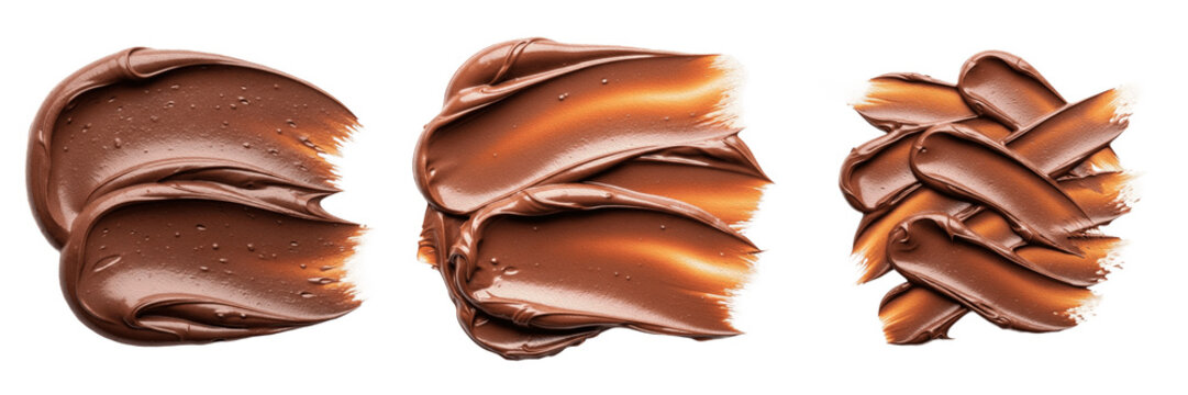 mooth Brown Cosmetic Cream Swatch Isolated on Transparent Background, Skincare Product Texture for Beauty and Makeup Advertising