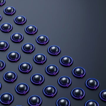 Spintronic Quantum Storage Lattice Grid. Abstract Magnetic Spin Loops on Dark Titanium Spheres with Copy Space. 8K UHD