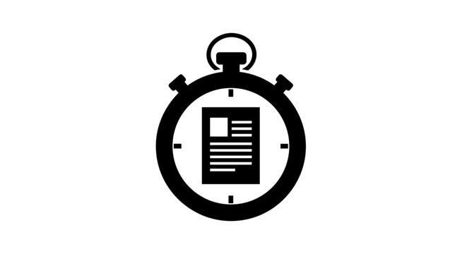 Stopwatch with Document Icon Inside.