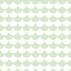Soft sage green and white fish scale seamless pattern. Scallop geometric background for fabric, wallpaper, wrapping paper, and vector textile design. © MDC