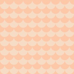 Soft orange and white fish scale seamless pattern. Cute scallop geometric background for fabric, wallpaper, wrapping paper, and vector textile design. © MDC