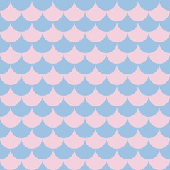Two-tone blue and pink fish scale seamless pattern. Cute scallop geometric background for fabric, wallpaper, wrapping paper, and vector textile design. © MDC