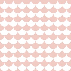 Elegant pastel purple and white fish scale pattern. Minimalist seamless scallop wave geometric grid texture for modern feminine wallpaper and textiles. © MDC