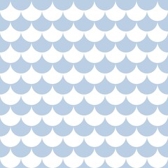 Light blue and white fish scale seamless pattern. Cute scallop geometric background for fabric, wallpaper, wrapping paper, and vector textile design. © MDC