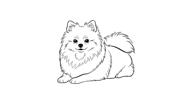 Pomeranian Dog Line Drawing