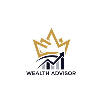 Wealth advisor logo with crown and graph.