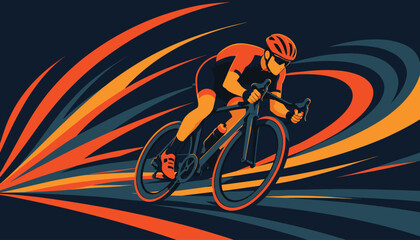 Fototapeta premium Cyclist racing on a road bike with dynamic motion