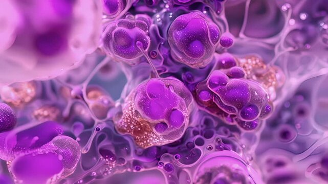 The interior of a mast cell filled with granules containing histamine and other chemical messengers.