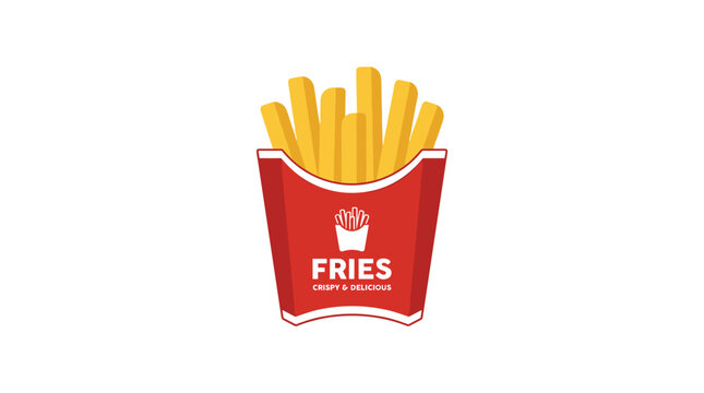 Crispy French Fries: A vibrant illustration of golden french fries served in a classic red carton, ready to be enjoyed as a delicious snack or side dish.