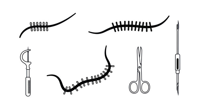 Surgical Sutures and Instruments Illustration