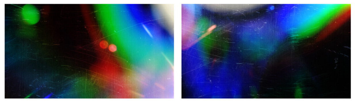 high res flash full frame macro photo of abstract scratched pastel iridescent holographic foil background with light leaks. holo color wrinkled material. cool glitter surface with shiny rainbow feel.