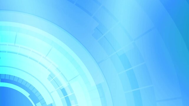 Corporate innovation background digital presentation 4k. Blue abstract tech gear motion graphic design, corner circular HUD heads up display interface