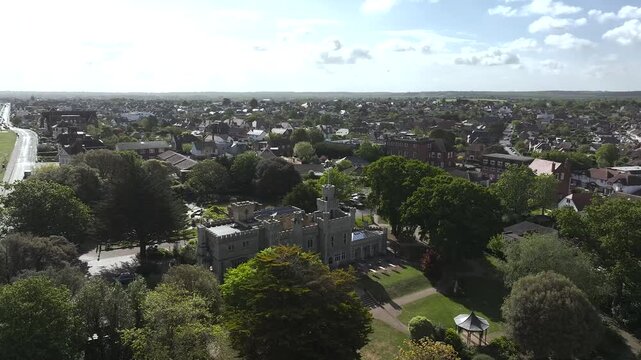 Whitstable Castle and Gardens from a drone, Tankerton, Canterbury, Kent, England