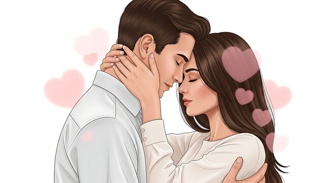 Loving Couple Sharing Tender Romantic Moment.