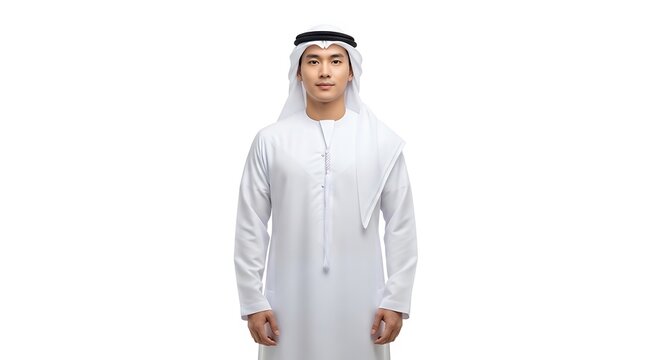 Man in traditional white dishdasha attire.