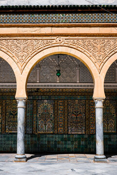 Decorated corridor in Zaouia of Sidi Sahabi in Kairouan, Tunisia.