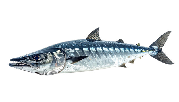A highly detailed 3D rendering of a barracuda fish with sharp teeth against a black background.
