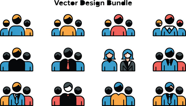Diverse group of people icons with various professions and masks in modern vector illustration