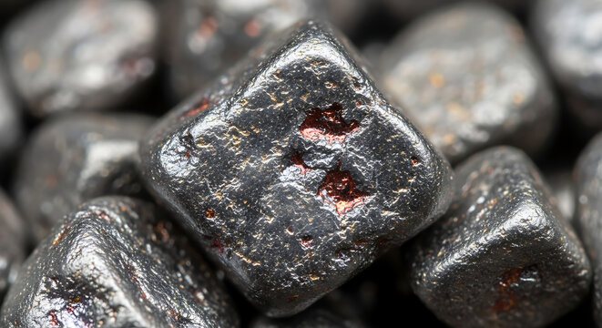 Macro photography of raw zinc and lead sulfide mineral ore nugget showcasing metallic crystalline texture for geological research mining industry or illustrating valuable treasure specimen
