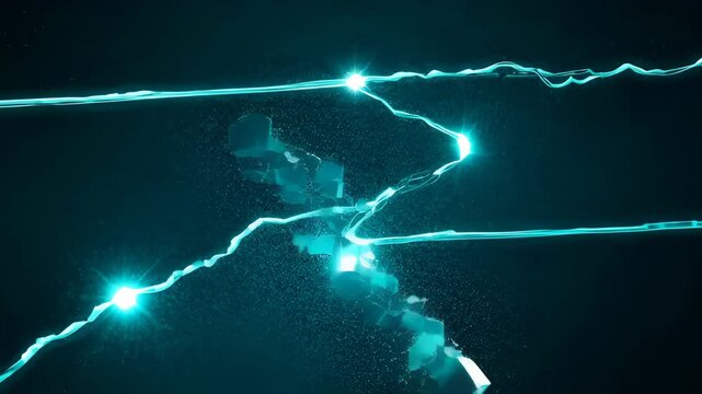 Cyber virus hack technology line music visual effect dark abstract background with glowing crack and energy, dark abstract gradient background with virus hack line music technology mood and glowing
