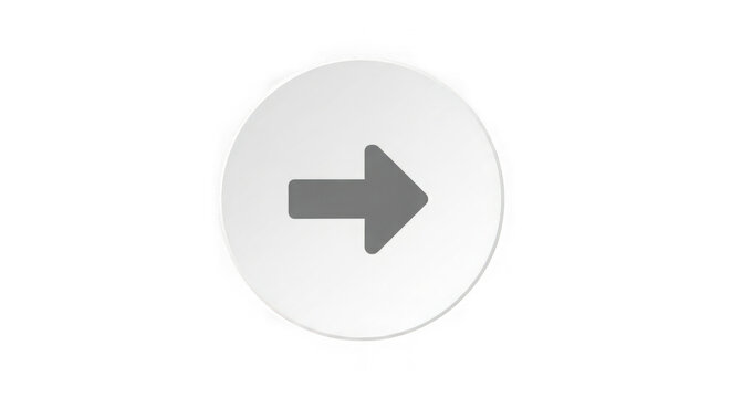 Grey arrow icon inside a circular button for navigation and web design isolated on transparent background