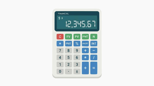 Financial Calculator: A modern financial calculator displaying a numerical value, designed for precise calculations in finance and business.