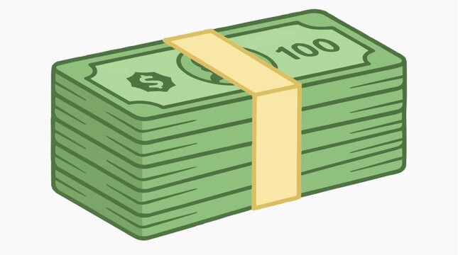Stack of Money: A neatly bundled stack of cash, illustrating wealth and financial success.