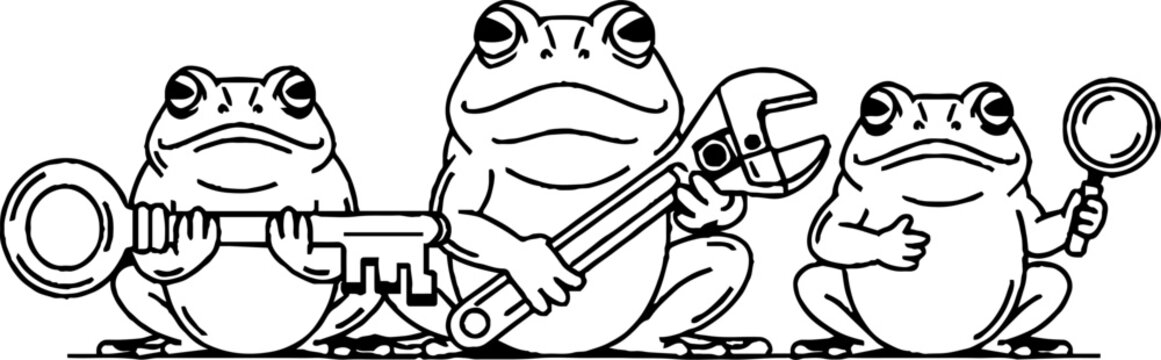 Frog character as handyman and detective