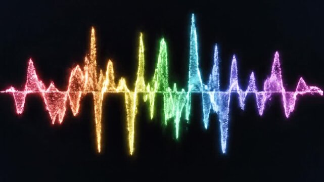 Colorful digital audio soundwave equalizer on black background