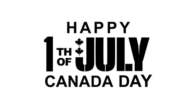 Happy canada day text animation, suitable for celebrating canadian festivities.