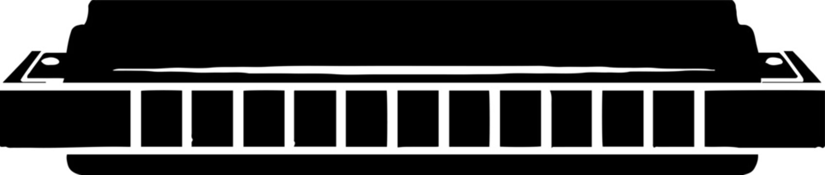 Classic chromatic harmonica musical instrument silhouette