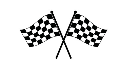 Fototapeta premium Two Crossed Checkered Flags, Racing Start and Finish Line Symbol, Motorsport Icon