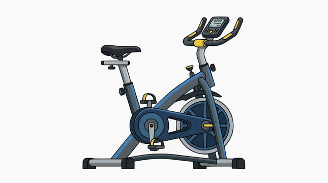 Stationary Exercise Bike: A modern stationary exercise bike, designed for indoor cycling workouts, features a digital display, adjustable seat, and ergonomic handlebars, promoting a healthy lifestyle.