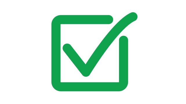 Green Check Mark Inside Square Box Icon on White Background checkbox tick