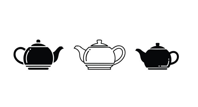 Minimalist teapot row pattern on white background