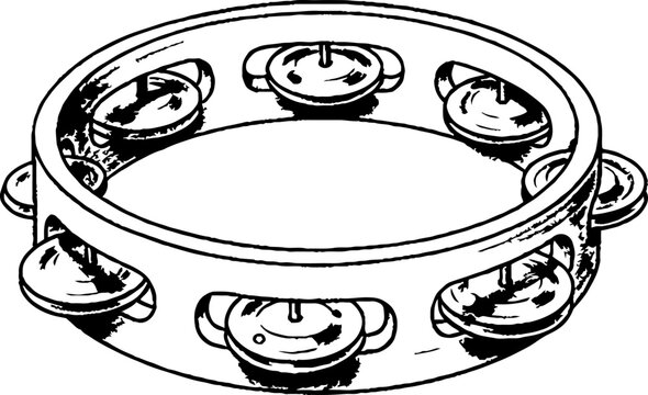 Classical musical tambourine with metal jingles