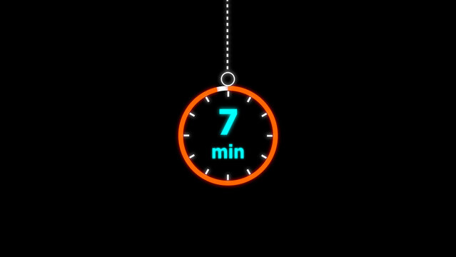 Abstract clock icon illustration. arrow Clock icon Digital and analog clock 7 minutes isolated on black background. and creating a stunning illustration.4k illustration