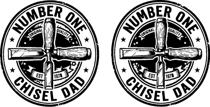 Number one chisel dad woodworking vintage logo
