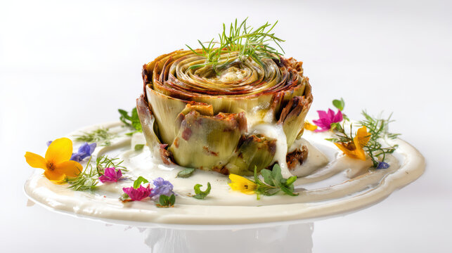 roasted cardoon with bechamel sauce dish