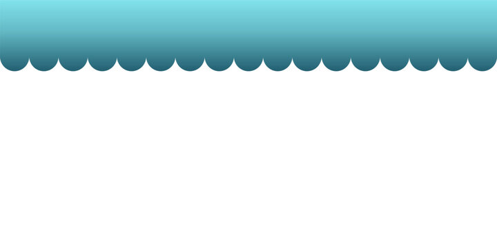 Blue gradient scalloped wave border design on transparent background